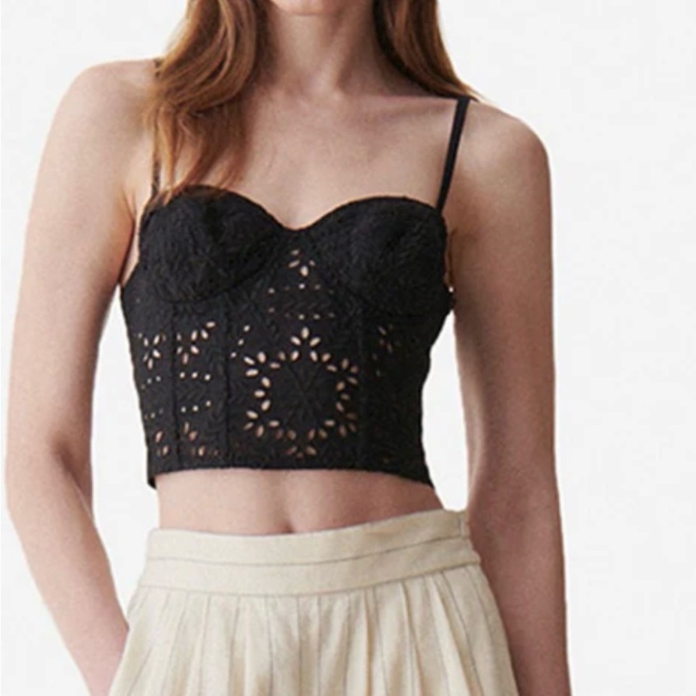 Vanessa Bruno Black Lace Crop Top